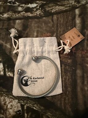 The Enchanted Forest Silver-Tone Twisted Cable Cuff Bracelet
